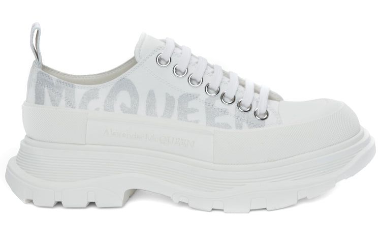 (WMNS) Alexander McQueen Tread Slick Low Lace Up Canvas Graffiti 'White Grey' 676711W4RQ29071 sold by KicksCrew product image thumbnail 2