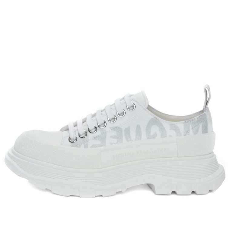 (WMNS) Alexander McQueen Tread Slick Low Lace Up Canvas Graffiti 'White Grey' 676711W4RQ29071 sold by KicksCrew