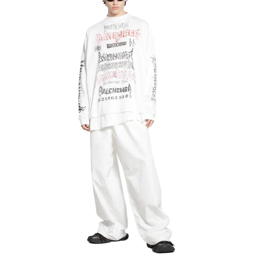 Balenciaga DIY Metal Long Sleeve T-Shirt Medium Fit 'White Black Red' 699191TPVO29065 sold by KicksCrew product image thumbnail 3