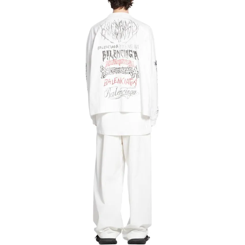 Balenciaga DIY Metal Long Sleeve T-Shirt Medium Fit 'White Black Red' 699191TPVO29065 sold by KicksCrew product image thumbnail 4