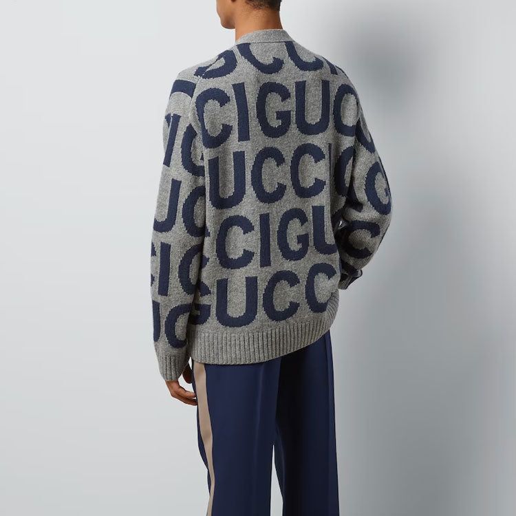Gucci Wool Cardigan With Gucci Intarsia 'Grey Bue' 771707-XKDLV-1140 sold by KicksCrew product image thumbnail 3
