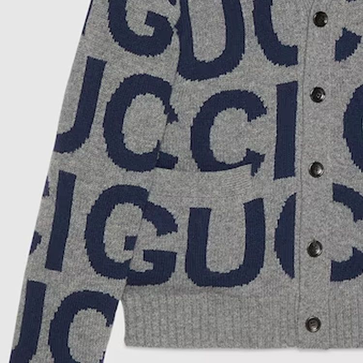 Gucci Wool Cardigan With Gucci Intarsia 'Grey Bue' 771707-XKDLV-1140 sold by KicksCrew product image thumbnail 5