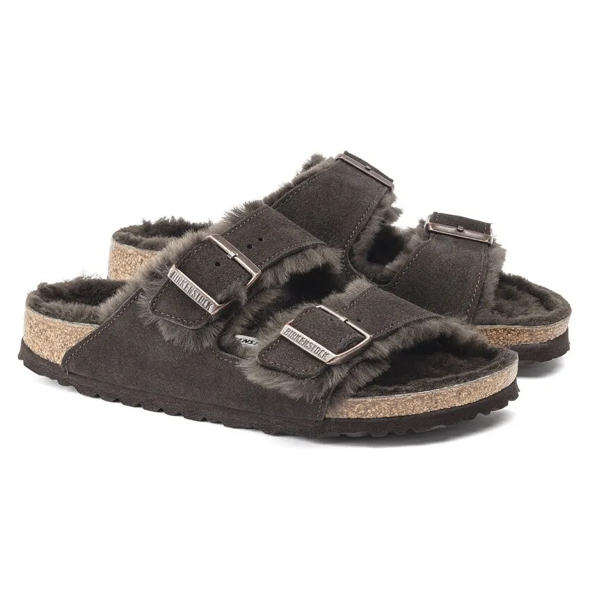 Birkenstock Arizona Shearling Suede Leather Narrow Fit Sandals 'Mocha' 1020528 sold by KicksCrew product image thumbnail 2
