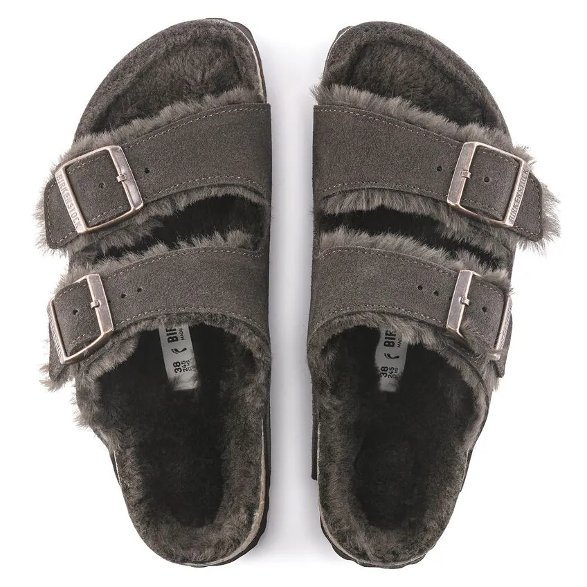 Birkenstock Arizona Shearling Suede Leather Narrow Fit Sandals 'Mocha' 1020528 sold by KicksCrew product image thumbnail 3
