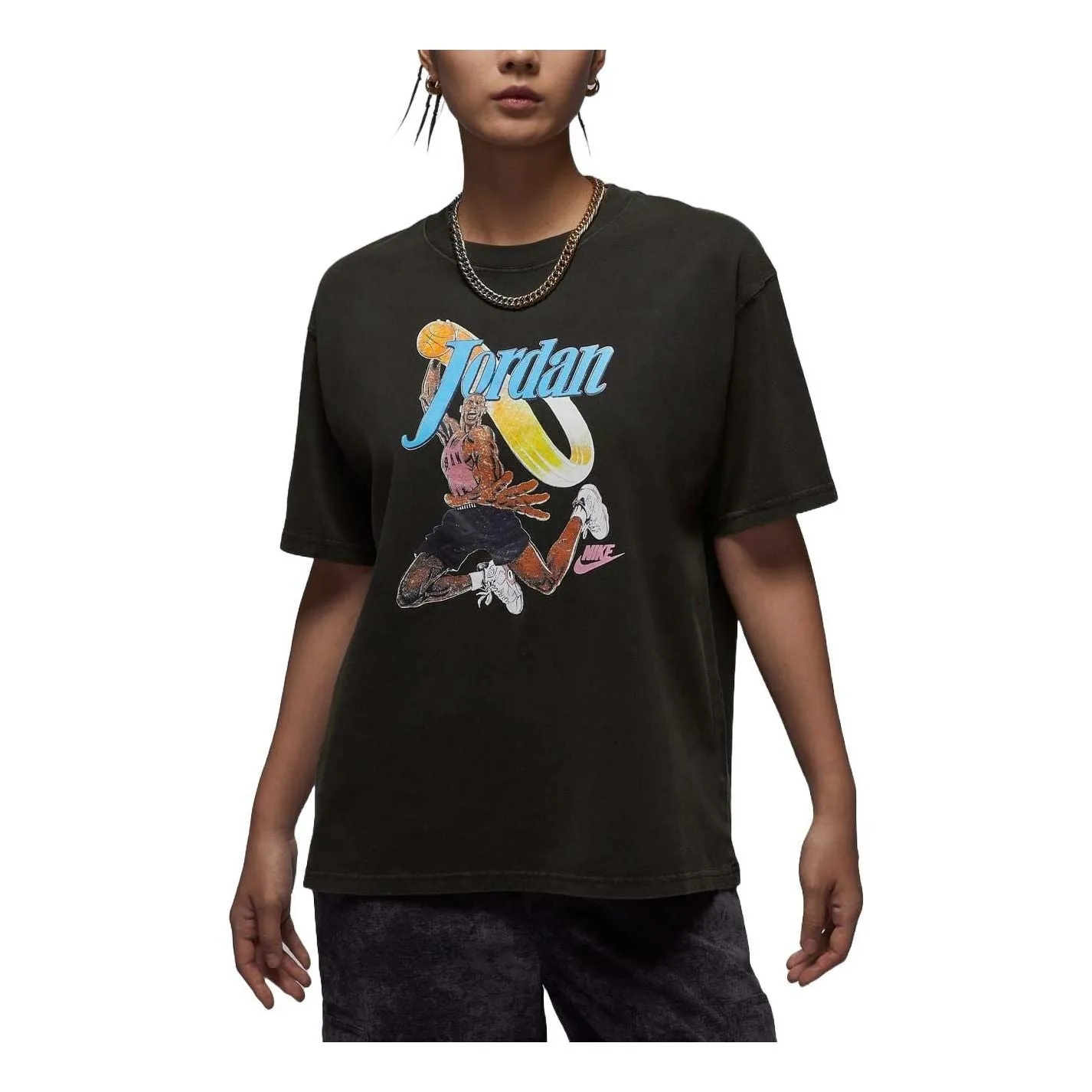 (WMNS) Air Jordan Graphic T-shirt Asia Sizing 'Black' FV7123-045 sold by KicksCrew