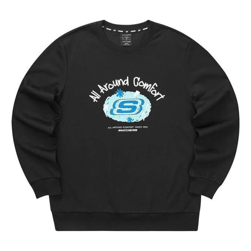 Skechers Graphic Crew Sweater 'Black White Pink Blue Grey' L322U085 sold by KicksCrew