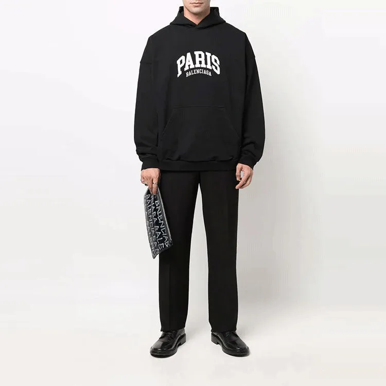Balenciaga Cities Paris Hoodie Wide Fit 'Black White' 674986TLVL81070 sold by KicksCrew product image thumbnail 3