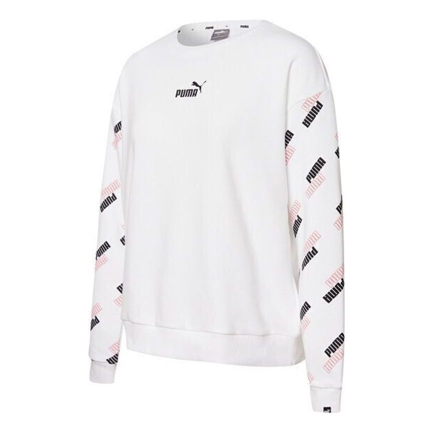 (WMNS) Puma Power Aop Crew Sweater 'White' 847695-02 sold by KicksCrew