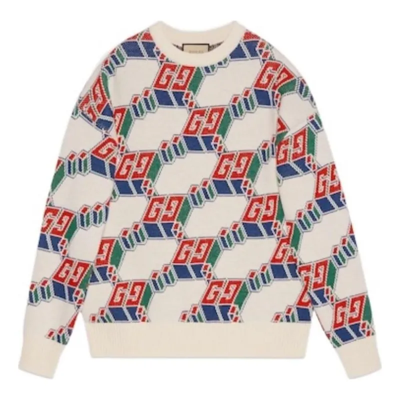 Gucci Square GG And Geometric Wool Sweater 'Ivory Multi-Color' 763415-XKDOV-9275 sold by KicksCrew