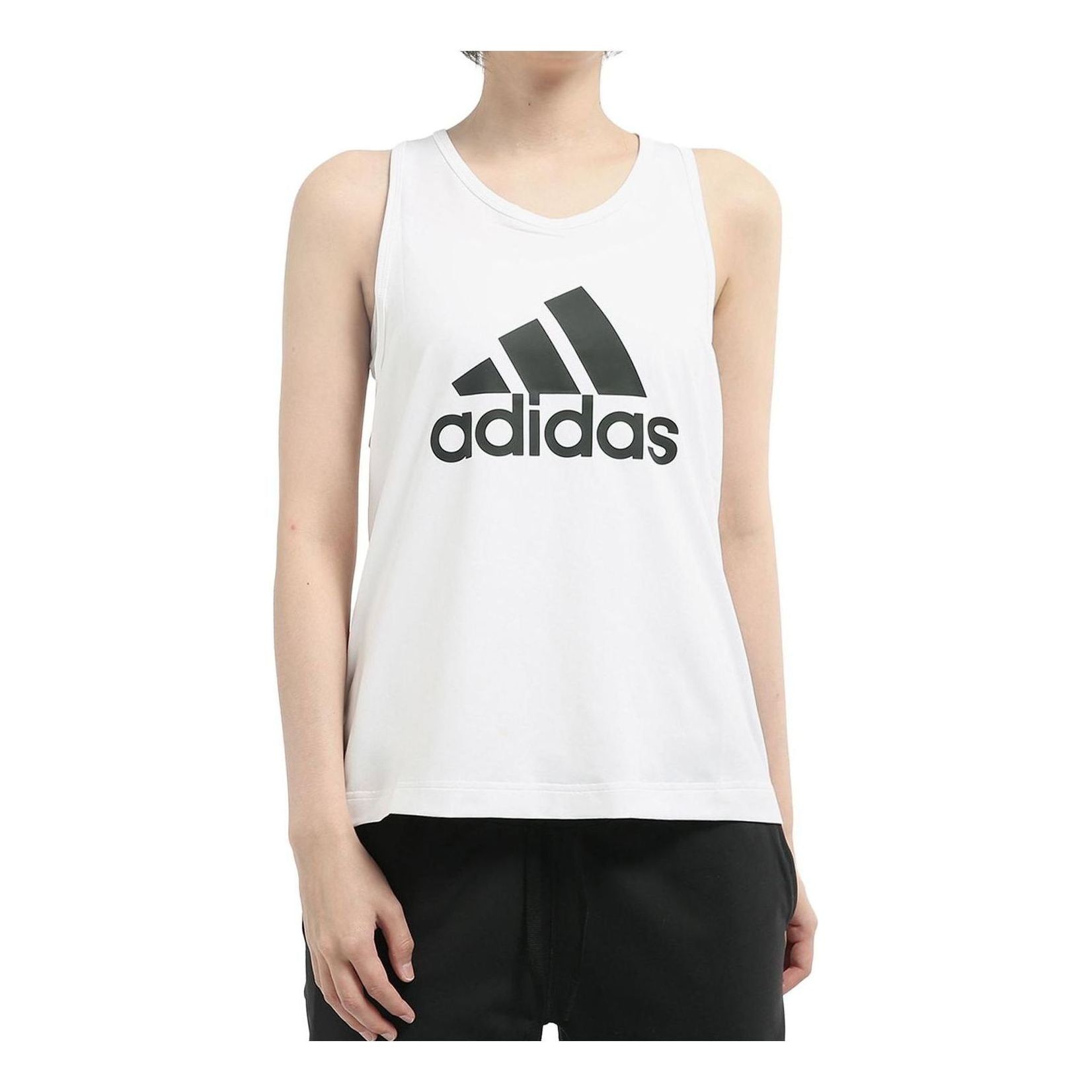 (WMNS) Adidas D2M Logo Tank 'White Black' CZ4386 sold by KicksCrew