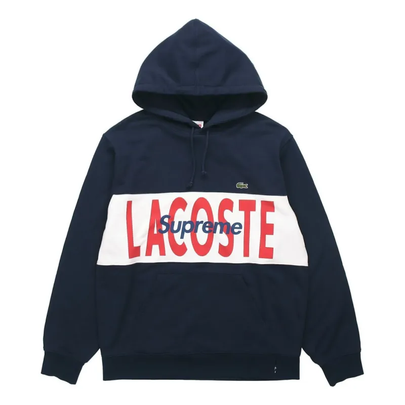 Supreme LACOSTE Logo Panel Hoodie 'Navy' SUP-FW19-513 sold by KicksCrew