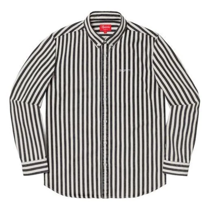 Supreme Denim Shirt 'Black Stripe' SUP-FW19-502 sold by KicksCrew