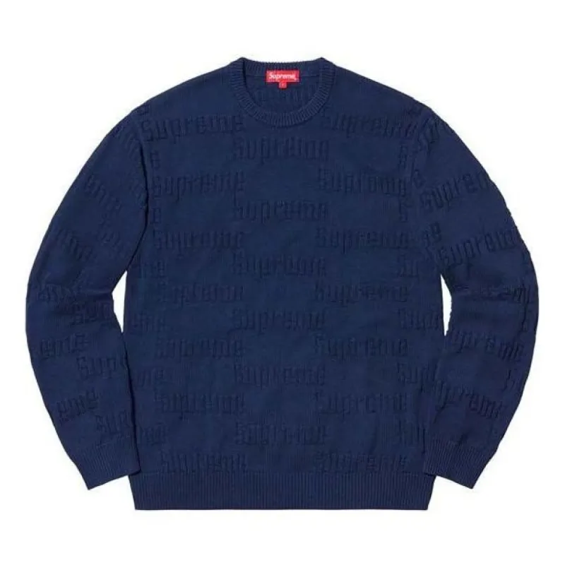 Supreme Raised Logo Sweater 'Navy' SUP-FW19-486 sold by KicksCrew