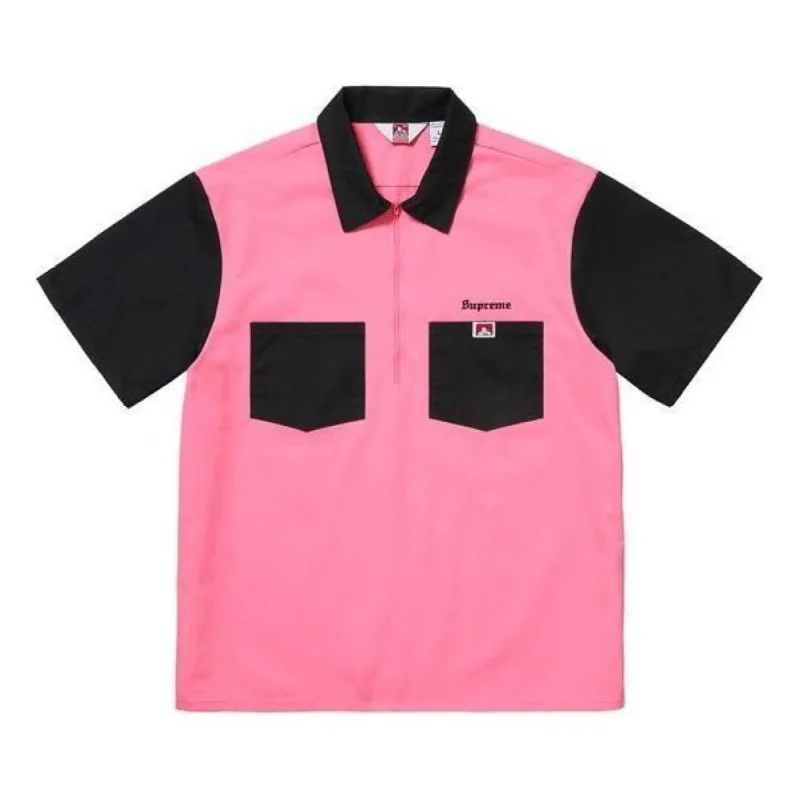 Supreme Ben Davis Half Zip Work Shirt 'Pink Black' SUP-FW19-400 sold by KicksCrew