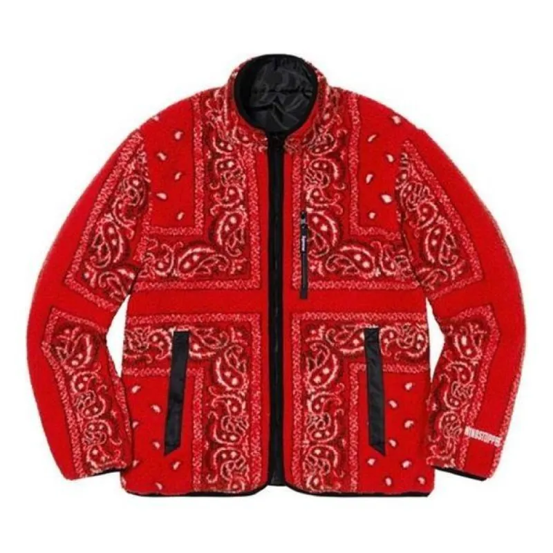 Supreme Reversible Bandana Fleece Jacket 'Red' SUP-FW19-342 sold by KicksCrew