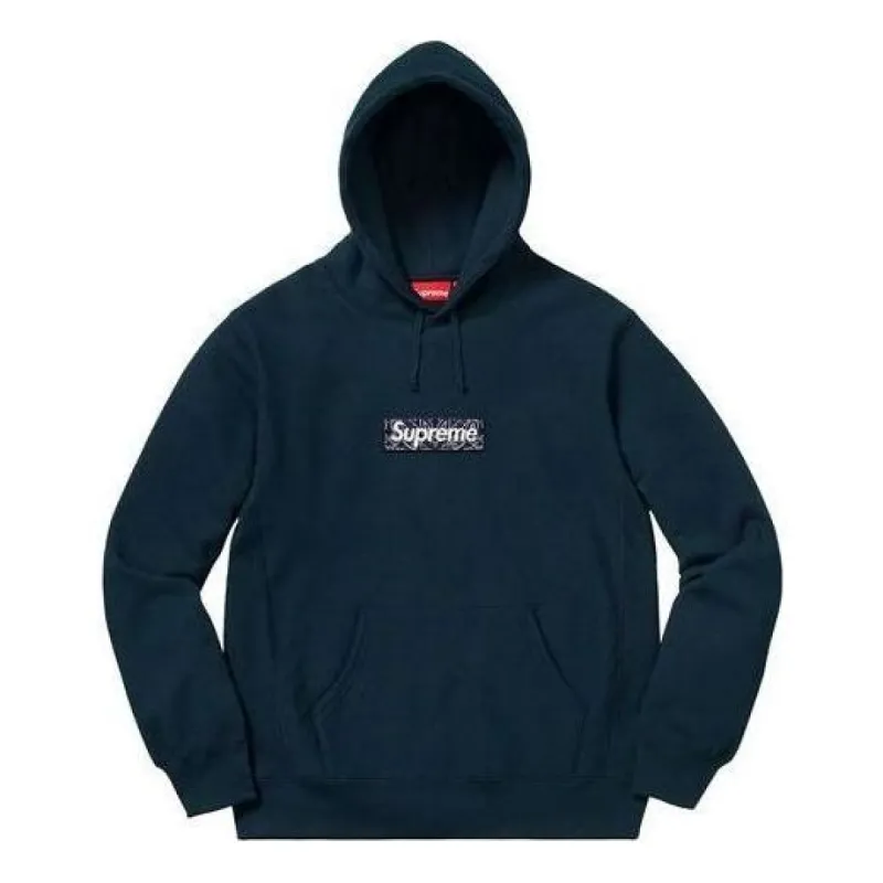 Supreme FW19 Week 16 Bandana Box Logo Hooded Sweatshirt 'Navy' SUP-FW19-10827 sold by KicksCrew