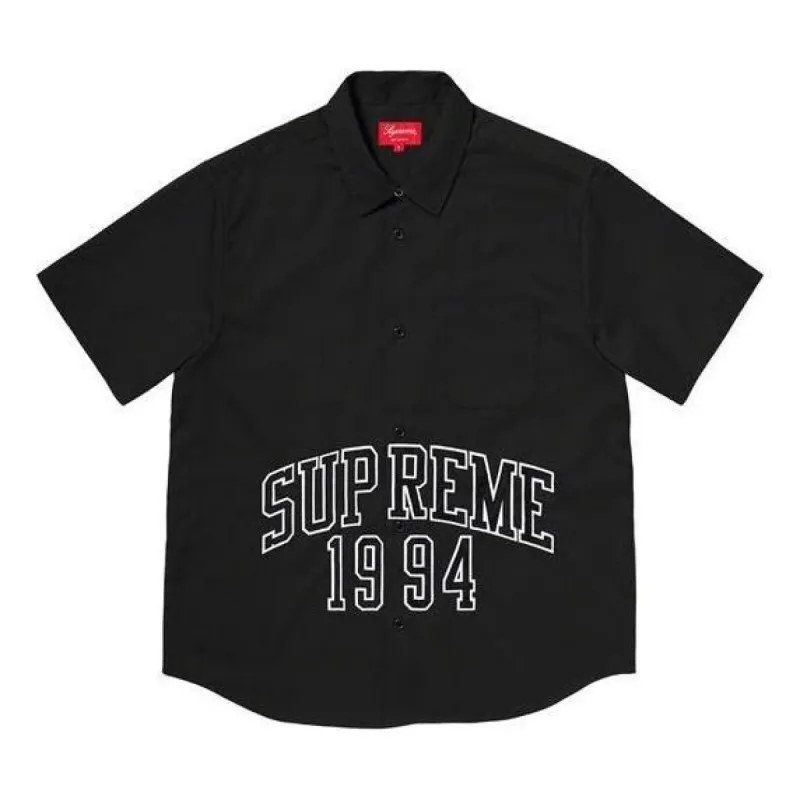 Supreme Arc Logo S/S Work Shirt 'Black White' SUP-SS20-150 sold by KicksCrew