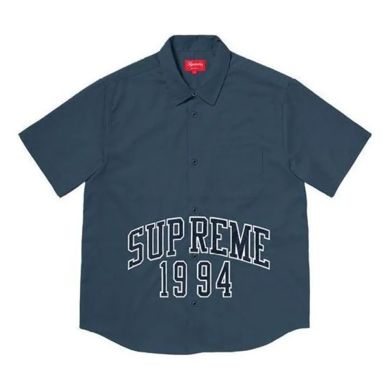Supreme Arc Logo S/S Work Shirt 'Teal White' SUP-SS20-148 sold by KicksCrew