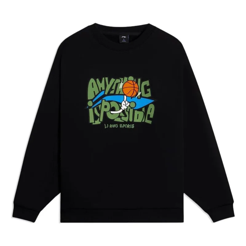 Li-Ning Hoops Comic Graphic Sweatshirt 'Black' AWDSG95-2 sold by KicksCrew