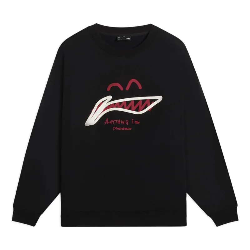 Li-Ning Anything Is Possible Graphic Sweatshirt 'Black' AWDSG91-2 sold by KicksCrew
