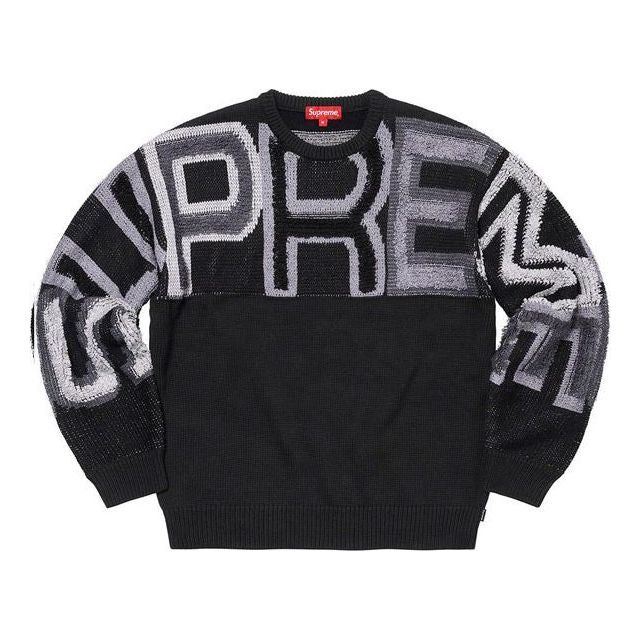 Supreme Chenille Logo Sweater 'Black Grey White' SUP-FW21-256 sold by KicksCrew