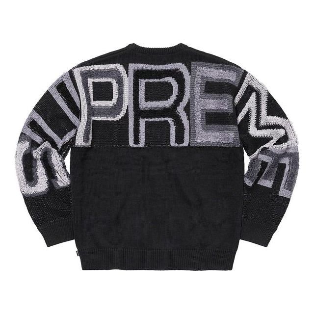 Supreme Chenille Logo Sweater 'Black Grey White' SUP-FW21-256 sold by KicksCrew product image thumbnail 2