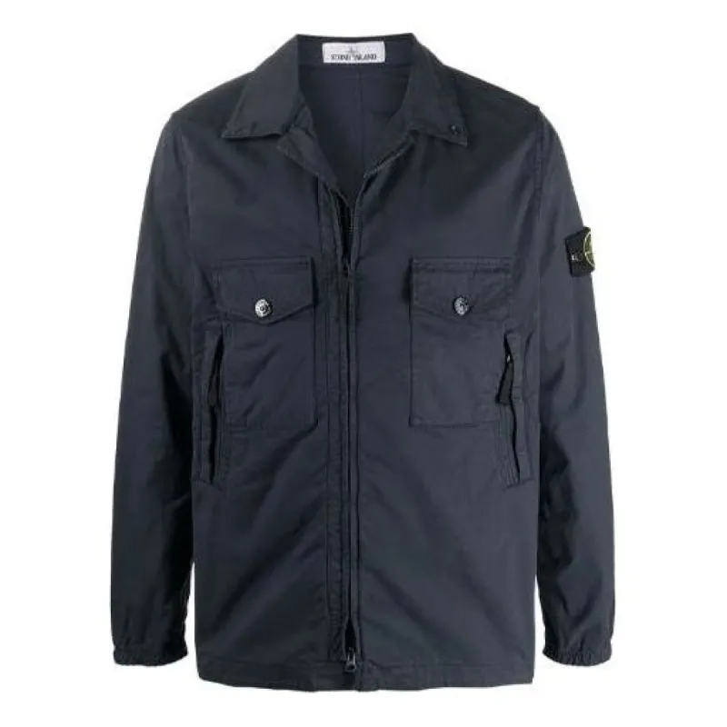 STONE ISLAND Cotton Overshirt 'Navy' 751510610-V0020 sold by KicksCrew