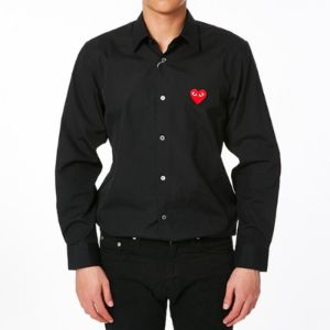 COMME des GARCONS PLAY Red Emblem Button Down 'Black' AZ-B002-051-1 sold by KicksCrew