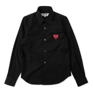 COMME des GARCONS PLAY Red Emblem Button Down 'Black' AZ-B002-051-1 sold by KicksCrew