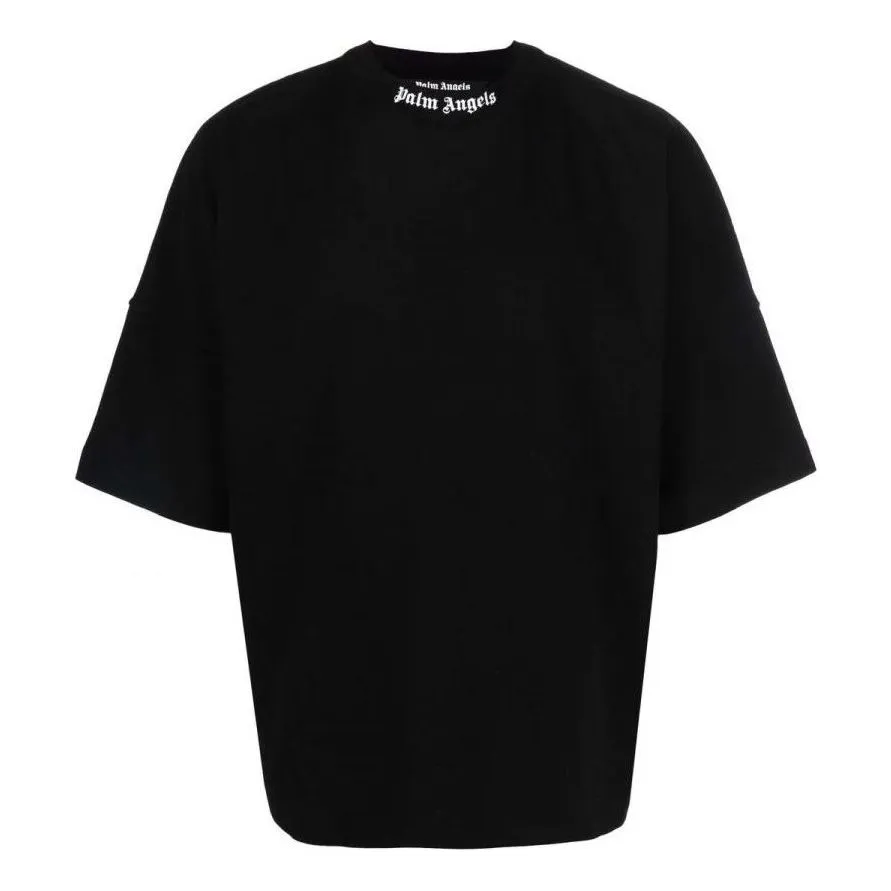 Palm Angels Classic Logo Over Tee 'Black White' PMAA002C99JER0011001 sold by KicksCrew