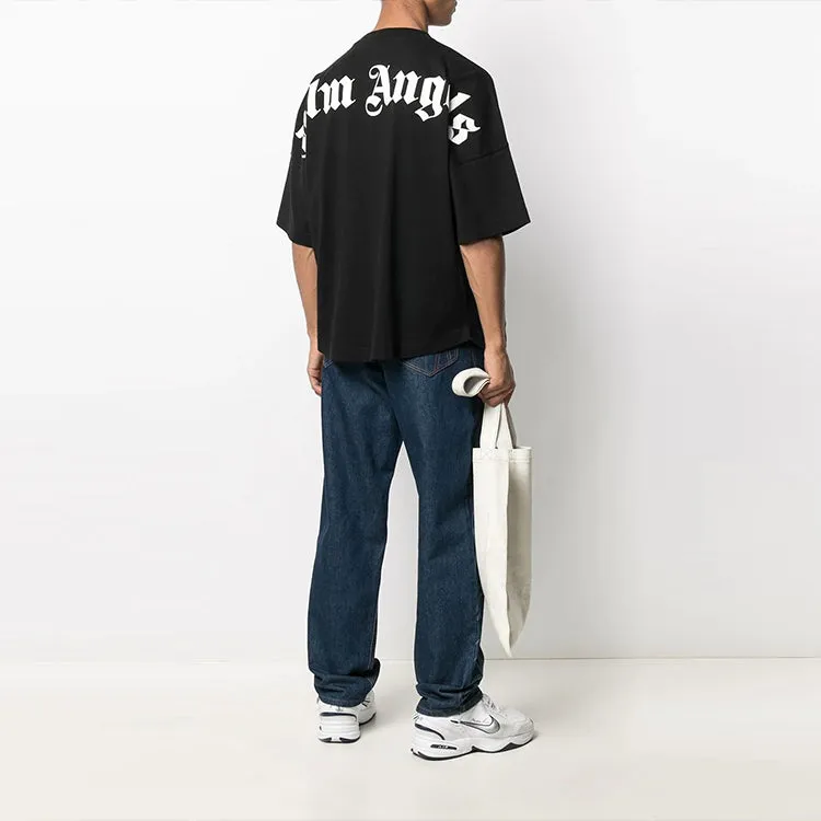 Palm Angels Classic Logo Over Tee 'Black White' PMAA002C99JER0011001 sold by KicksCrew product image thumbnail 2