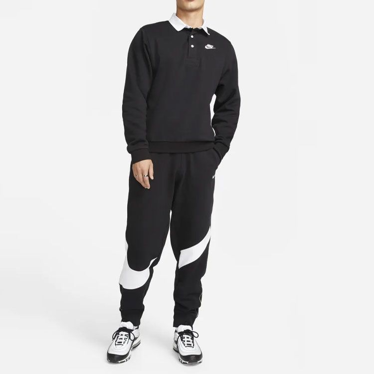 Nike Club Fleece Plush Long Sleeve Lapel Shirt 'Black' DX0538-010 sold by KicksCrew product image thumbnail 3