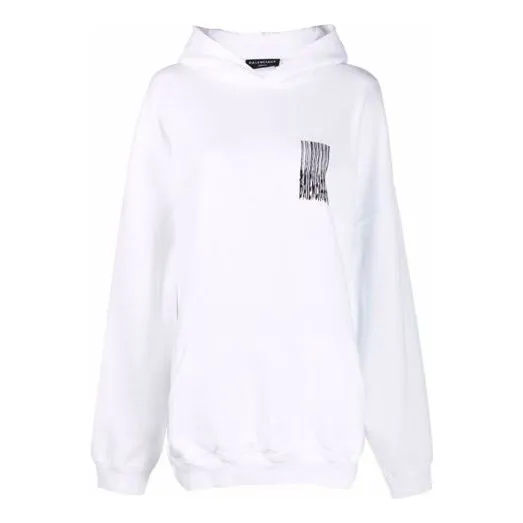 Balenciaga Barcode Cotton Hoodie 'White' 651799TKVE69040 sold by KicksCrew