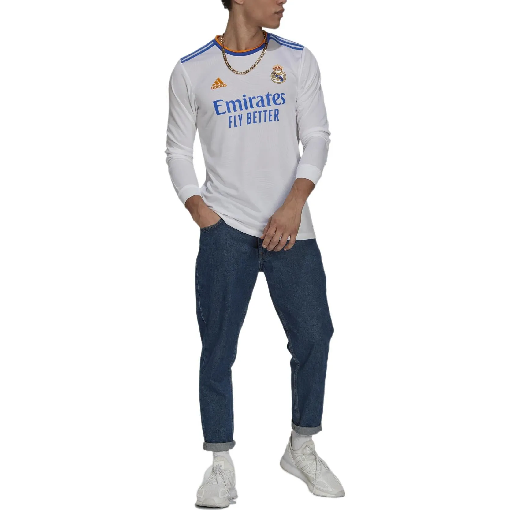 adidas Real Madrid 21/22 Long Sleeve Home Jersey 'White Blue' GR3989 sold by KicksCrew product image thumbnail 2