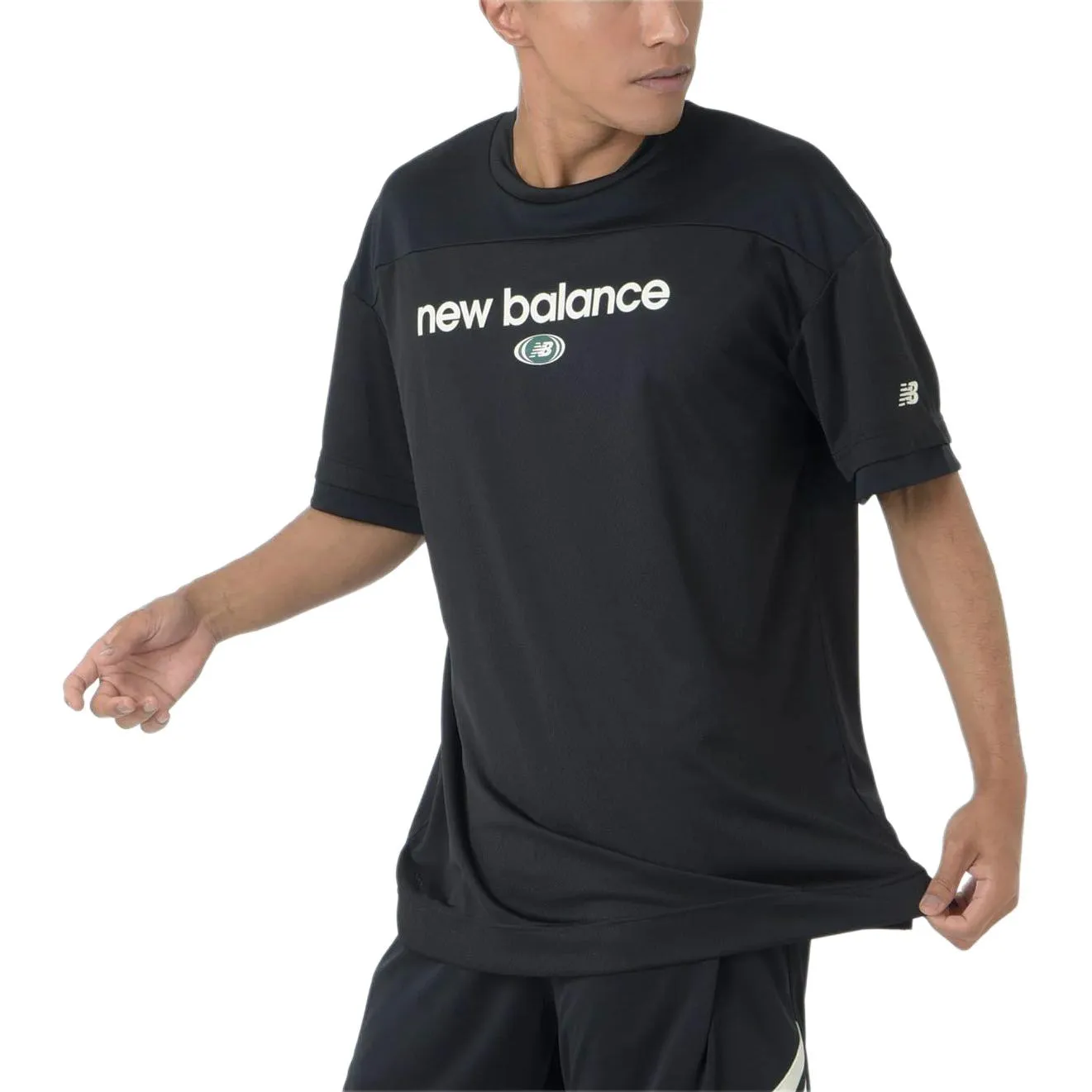 New Balance Linear Logo Honeycomb Mesh T-shirt 'Black' AMT45072-BK sold by KicksCrew product image thumbnail 3