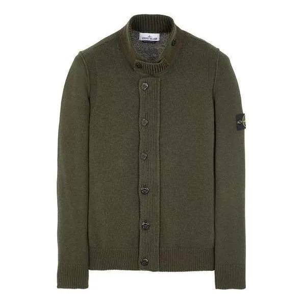 STONE ISLAND Wool Blend Cardigan 'Military Green' 7915547A3-V0058 sold by KicksCrew