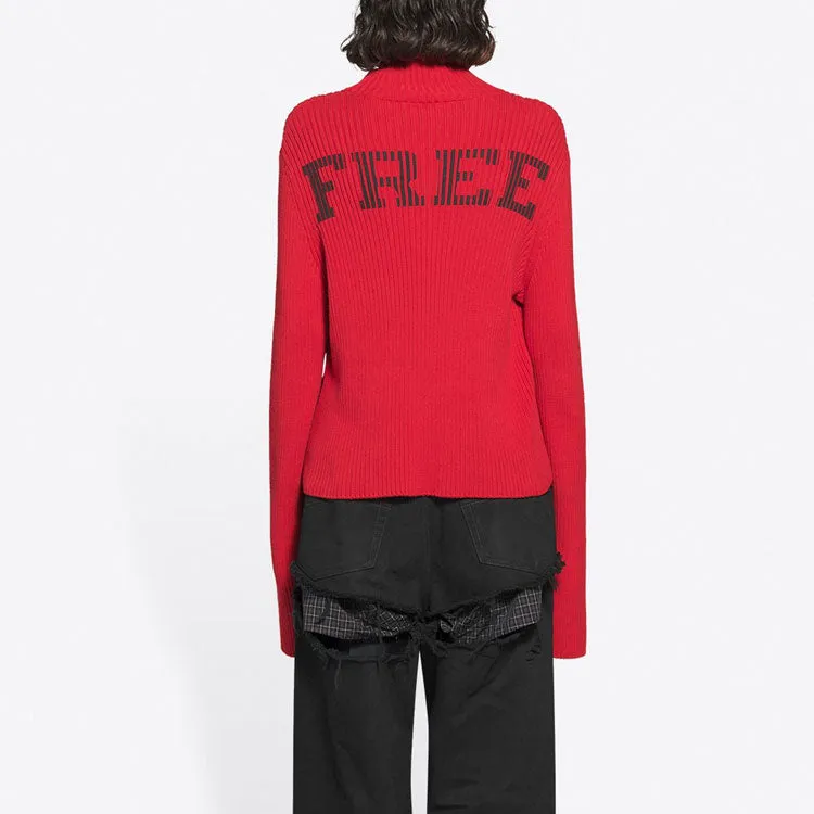Balenciaga Ribbed Printed FREE Turtleneck Sweater 'Red' 662722T32106167 sold by KicksCrew product image thumbnail 4