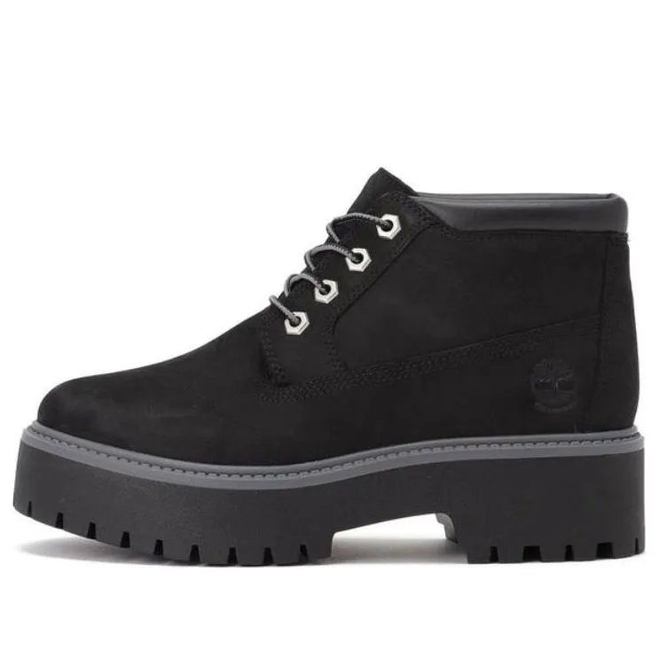 (WMNS) Timberland Stone Street Premium Platform Waterproof Chukka Boots 'Black Nubuck' A5REN sold by KicksCrew