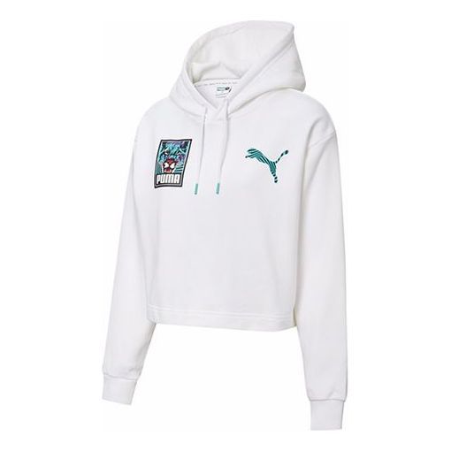 (WMNS) Puma Claw Pack Logo Hoodie 'White Blue' 596635-02 sold by KicksCrew