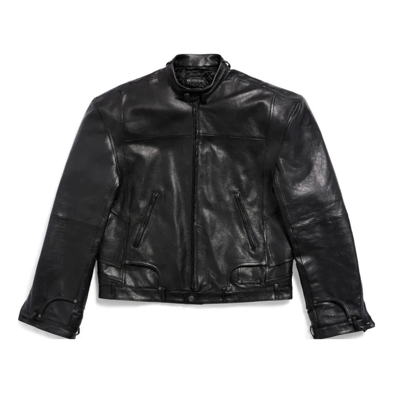 Balenciaga FW23 Deconstructed Zip Up Jacket 'Black Soft Buffalo Skin' 768749TMS031000 sold by KicksCrew