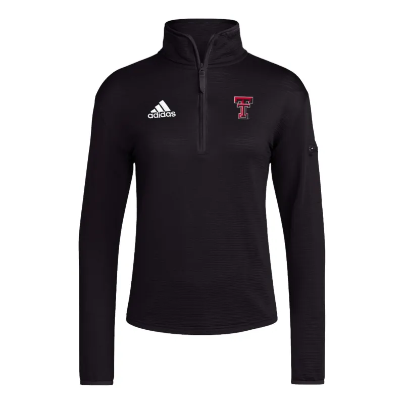 (WMNS) adidas Texas Tech Long Sleeve 1/4-Zip Knit Jacket Asia Sizing 'Black White' JP0280 sold by KicksCrew
