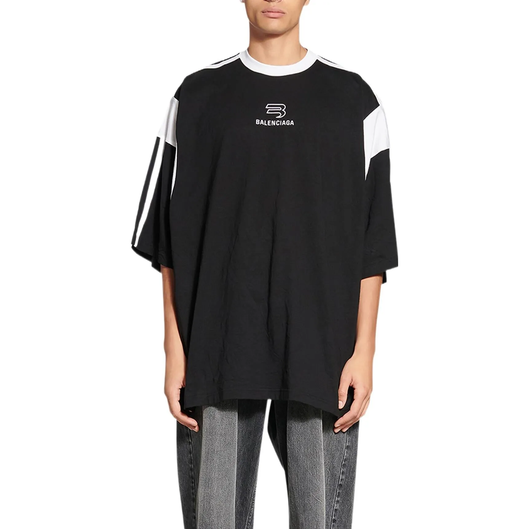 Balenciaga Sporty B T-Shirt Boxy Fit 'Black White' 699182TMVC41070 sold by KicksCrew product image thumbnail 3