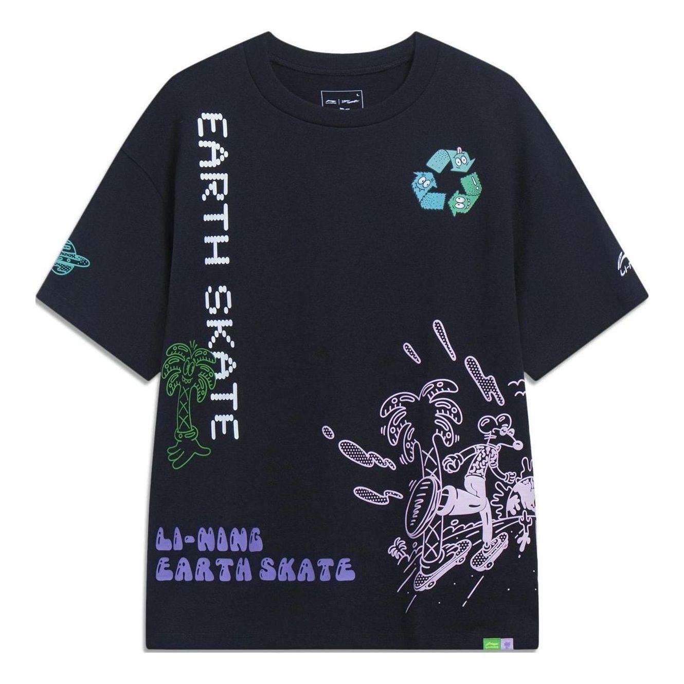 Li-Ning x Steven Harrington Cartoon Graphic T-shirt 'Black' AHST075-3 sold by KicksCrew