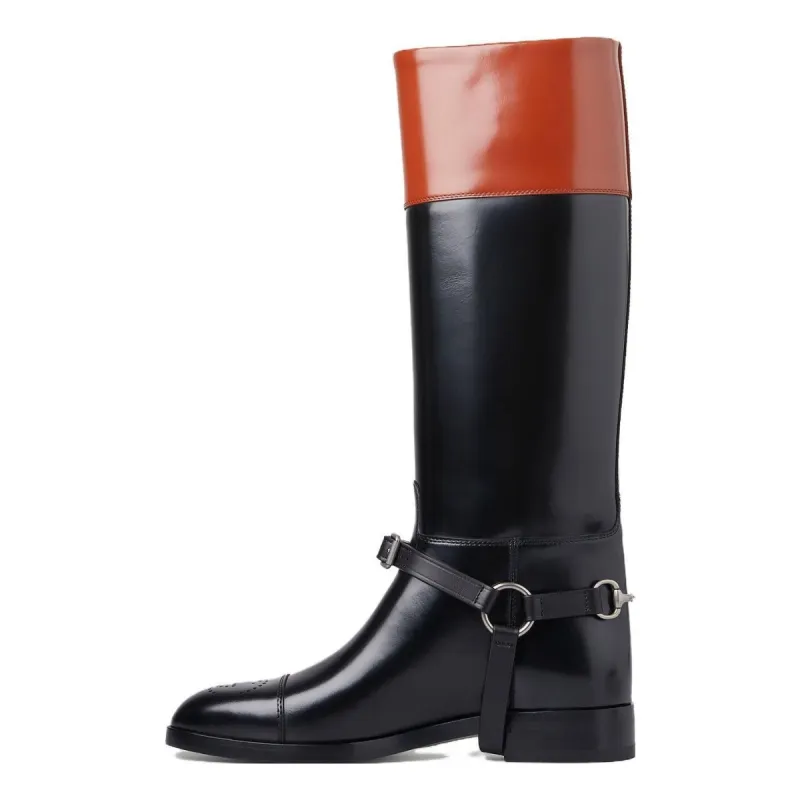 (WMNS) Gucci Knee-high Boot With Harness 'Black Brown' 674670-DS8J0-1079 sold by KicksCrew