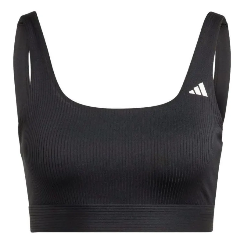 (WMNS) adidas Training Light-Support Ribbed Bra 'Black' HZ9024 sold by KicksCrew