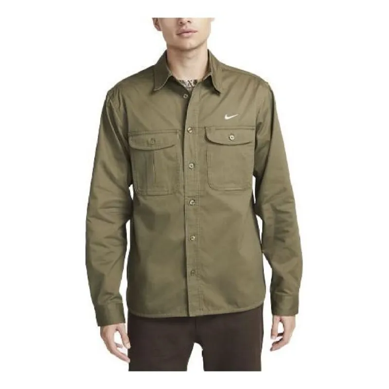 Nike SB Woven Skate Long-Sleeve Button Down 'Olive' DQ6288-222 sold by KicksCrew