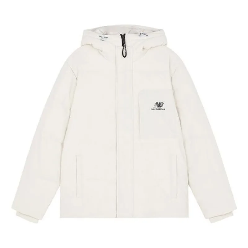 New Balance Logo Hooded Jacket 'White' AMJ13331-BE sold by KicksCrew