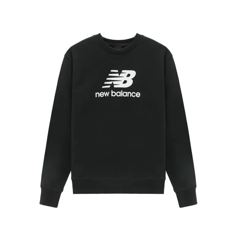 New Balance Essentials Stacked Logo French Terry Crewneck Asia Sizing 'Black' AMT31538-BK sold by KicksCrew