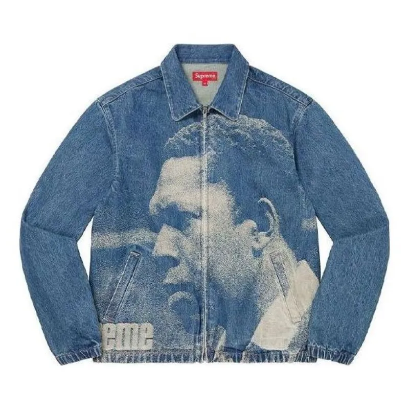 Supreme John Coltrane A Love Denim Harrington Jacket 'Teal White' SUP-FW21-217 sold by KicksCrew