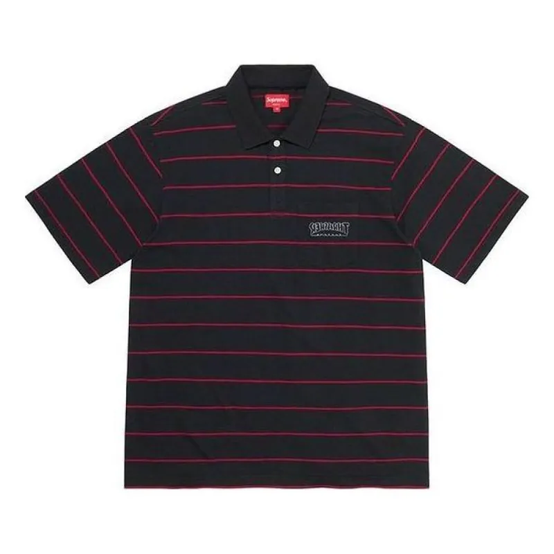 Supreme x Thrasher Stripe Polo 'Black Red' SUP-FW21-187 sold by KicksCrew
